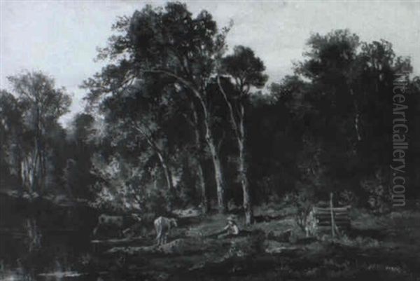 Landschaft Mit Kuhen Am Wasser - view 1