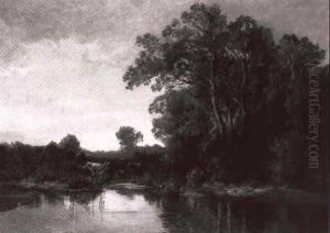 Kuhe An Der Tranke An Einem Stillen Weiher by Fritz Halberg-Krauss