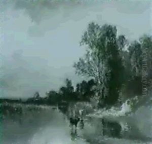 Chiemseelandschaft Mit Kuhen Im Wasser Chiemseelandschaft Mit Kuhen Im Wasser