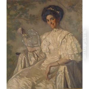 Portrait Of Jeanette Farren Seated And Holding A Fan