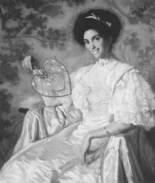 Portrait Of Jeanette Farren Seated And Holding A Fan - view 1