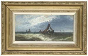 Fishing Boats In Choppy Waters (+ 2 Others; Set Of 3 Works) by William Hale