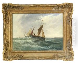 Sailing Ships In Stormy Seas  (pair) by William Matthew Hale