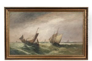 Competing Trawlers In A Green Sea