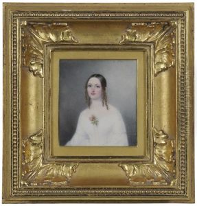 Portrait Miniature Of A Young Woman In A White Gown Portrait Miniature Of A Young Woman In A White Gown