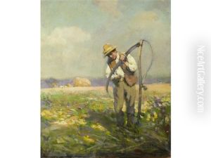 A Reaper Sharpening His Scythe, Probably At Speen, Near Newbury