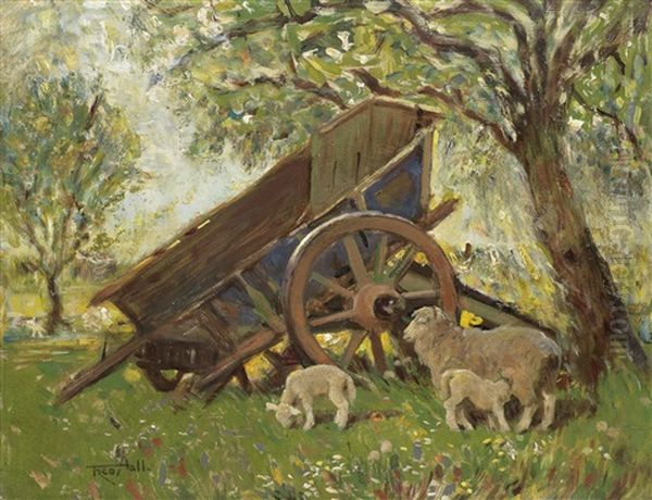An Orchard With Sheep And Cart - view 1