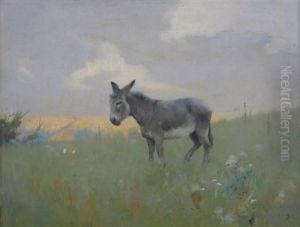 A Donkey In A Landscape by Frederick Hall