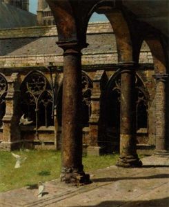 Sojlegang Ved En Gotisk Kirke, Antagelig Lincoln Cathedral by Frederick Hall