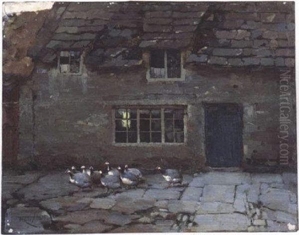 Guinea Fowl In Front Of A Cottage - view 1
