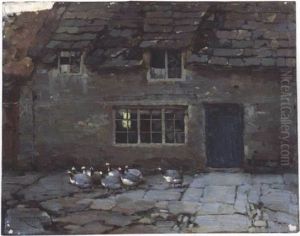 Guinea Fowl In Front Of A Cottage