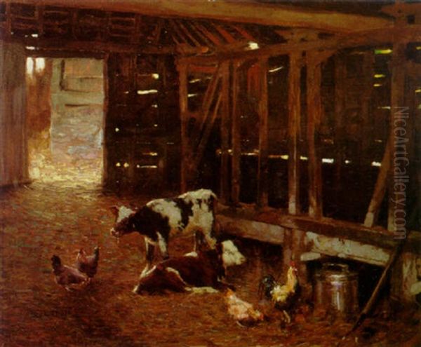 Calves In A Barn - view 1