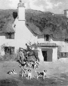 A Huntsman And Hounds Outside The Rose And Crown by Frederick Hall