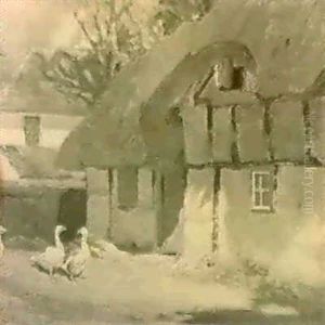 Geese By A Thatched Cottage Geese By A Thatched Cottage