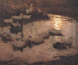 Ducks On A Pond by Frederick Hall