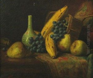 Still Life With Fruit, Vase And Carpet by George Henry Hall