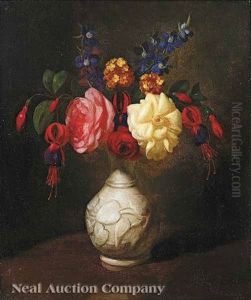Still Life Of Flowers In A White Vase by George Henry Hall