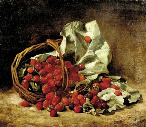 Still Life Of Raspberries And Cherries - view 1