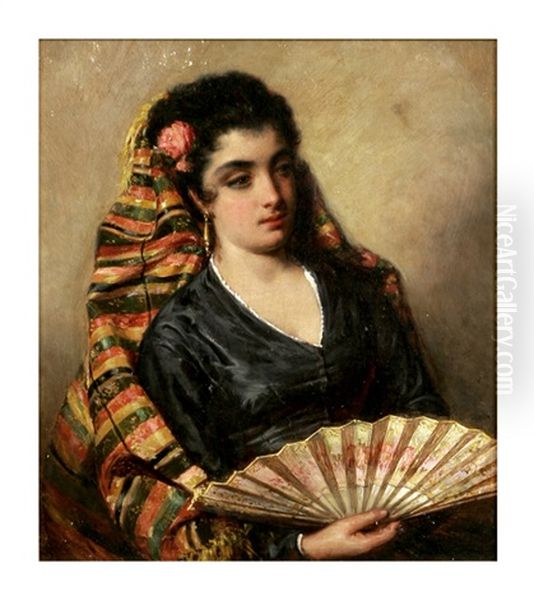 Spanish Girl With Fan - view 1