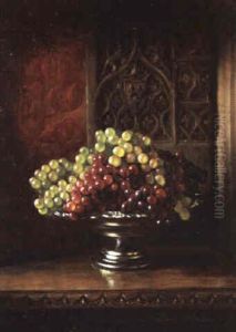 Still Life: Grapes In A Silver Basket by George Henry Hall