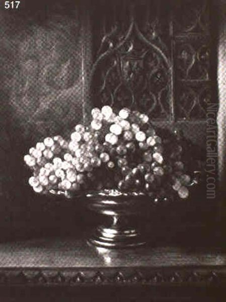 Grapes In A Silver Basket Against Gothic Panels - view 1