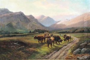 The Crofter's Herd, Glen Nevis, Argyleshire by Harald R. Hall