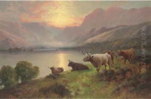 Highland Cattle Beside A Loch (+ Another Similar; Pair) Highland Cattle Beside A Loch (+ Another Similar; Pair)
