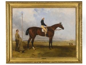 Lord Derby's "fazzaletto" With Nat Flatman Up, A Racecourse Beyond by Harry Hall