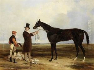Mr E Bouverie's Brown Colt 'war Eagle' Held By His Trainer C Marson With The Jockey Samuel Mann by Harry Hall