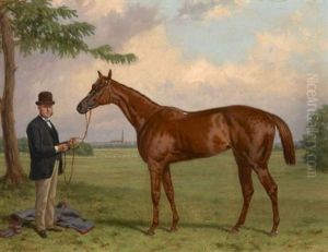 Portrait De La Jument Camelia Tenue Par George Cunnington by Harry Hall