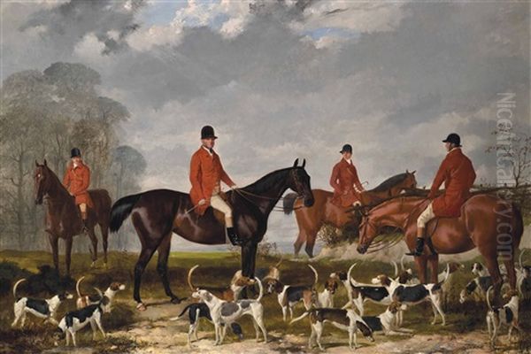 George Mure Of Herringswell, Master Of The East Suffolk Hunt, On A Bay Hunter, With Huntsmen And Hounds - view 1