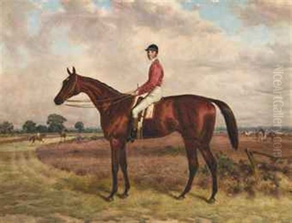 Bay Racehorse, With Jocky Up - view 1