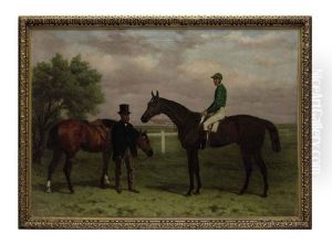 "galopin", A Bay Racehorse With Jack Morris Up, Beside The Trainer John Dawson Holding A Bay Hunter by Harry Hall
