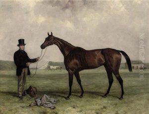 Gamester, Winner Of The Doncaster And Newmarket St. Legers, Held By A Groom, At Newmarket