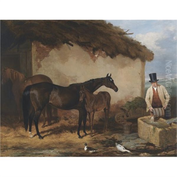 The Mare "perhaps" And A Foal At Newmarket - view 1