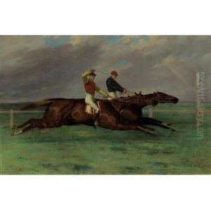 Sir Sutton's Lord Lyon Beating Lord Ailesbury's Savernake At The Doncaster St. Leger Of 1866