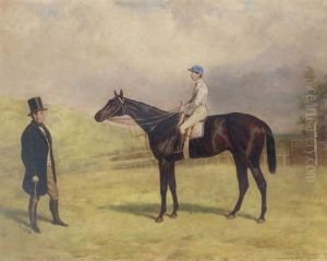 "bacchus" With Jockey Up, And His Trainer Captain James Machell by Harry Hall