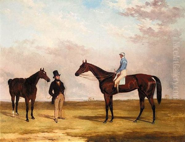 "crucifix", A Bay Racehorse With John Day Up - view 1