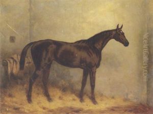 "apology", A Liver Chestnut Racehorse In A Stable At Ashby by Harry Hall