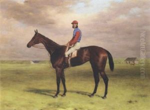 "agility" With Jockey Up At Newmarket, By The Rubbing-down House by Harry Hall
