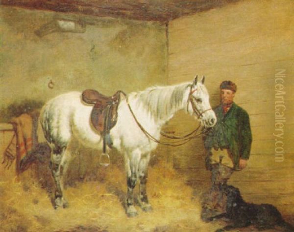 Horse And Groom In A Stable - view 1
