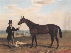 "fisherman," A Bay Racehorse Held By His Trainer by Harry Hall