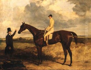 'eagle', A Chestnut Racehorse, With Jockey Up And Trainer