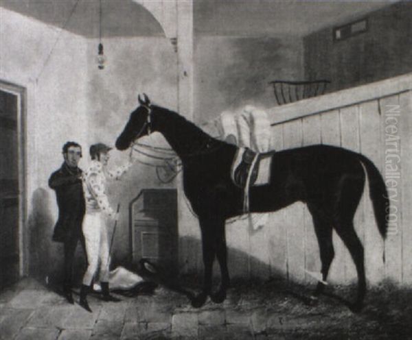 Jockey Mounting Racehorse - view 1