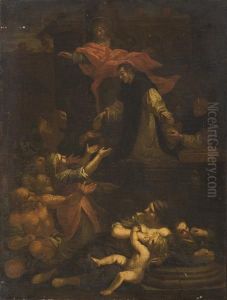 San Domenico Distribuisce Il Pane Ai Poveri by Lazzaro Baldi