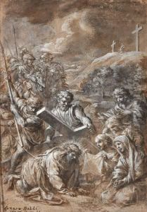 Christus Bezwijkt Onder Het Kruisonderaan De Calvarieberg by Lazzaro Baldi