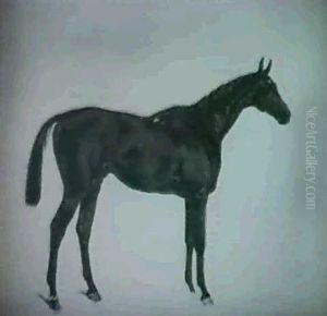 Portrait Of A Pair Of Bay Racehorses by Harry Hall