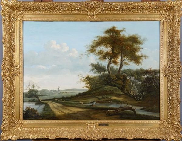 Paysage Anime Avec Moulin A L'arriere Plan (date 1820) - view 1