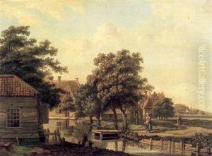 Dutch Village Scene by Jan Jacob Teyler Van Hall