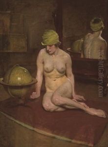 Model With Globe by Lindsay Bernard Hall